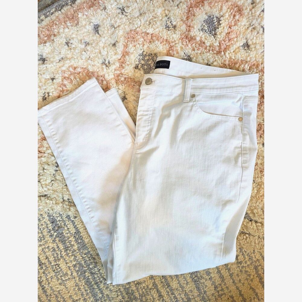 Talbots White Jeans Skinny Ankle High Rise 18W Plus Size